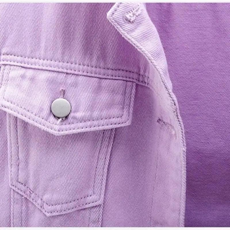 New Stunning Women's Plus Size Denim Jacket Spring Autumn Short Coat Pink Jean Jackets Casual Tops Purple Yellow White Loose Outerwear