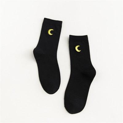 Combed Out Of Pure Cotton Socks Autumn Cute Japanese Harajuku Planet Magic Array Embroidery Long Socks Korean Style Kawaii Girls Socks For Men And Women