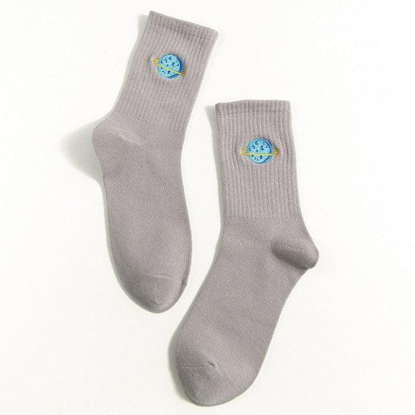 Combed Out Of Pure Cotton Socks Autumn Cute Japanese Harajuku Planet Magic Array Embroidery Long Socks Korean Style Kawaii Girls Socks For Men And Women