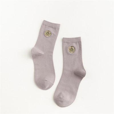 Combed Out Of Pure Cotton Socks Autumn Cute Japanese Harajuku Planet Magic Array Embroidery Long Socks Korean Style Kawaii Girls Socks For Men And Women
