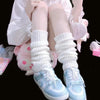 Cute Kawaii Knee High Uniform Style Slouch Socks Boots Solid Color Knit Socks Winter Leg Warmers Socks Foot Warming Cover Socks For Women