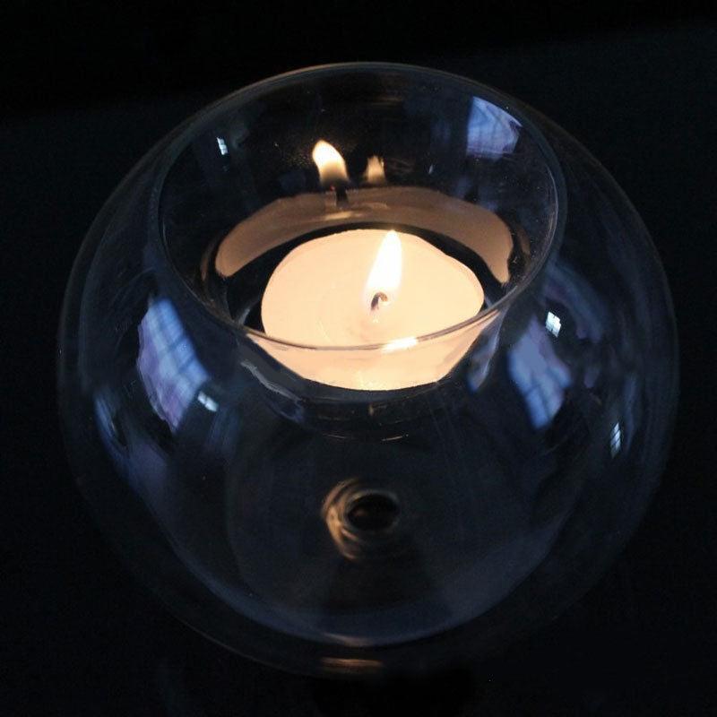 Round Hollow Glass Candle  Tea light Holder Candlestick Home Decorations for Dinner Table Wedding Candle Holder Wedding Candlestick Fine Transparent Crystal Glass Candlestick Dining Home Decor