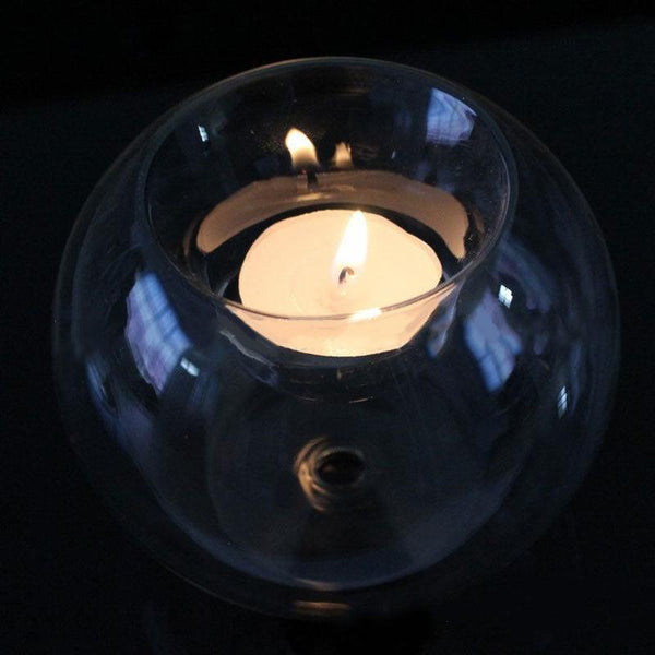 Round Hollow Glass Candle  Tea light Holder Candlestick Home Decorations for Dinner Table Wedding Candle Holder Wedding Candlestick Fine Transparent Crystal Glass Candlestick Dining Home Decor