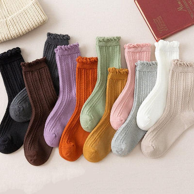 Ruffle Frilly Socks Kawaii Cotton Socks Cute Women Solid Color Warm Winter Running Cycling Climbing Unisex socks For Men And Women