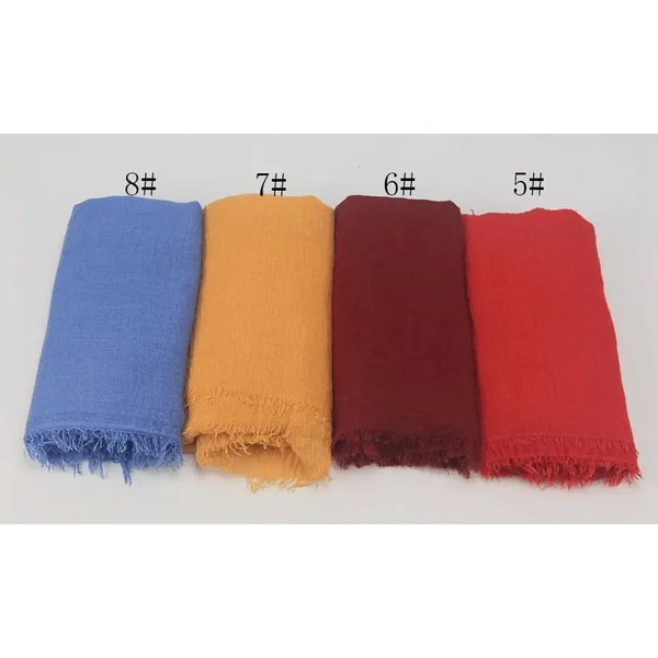 New Stylish Plain Scarf Women Muslim Crinkle Hijab Scarf Female Musulman Soft Cotton Headscarf Islamic Hijab Shawls And Wraps