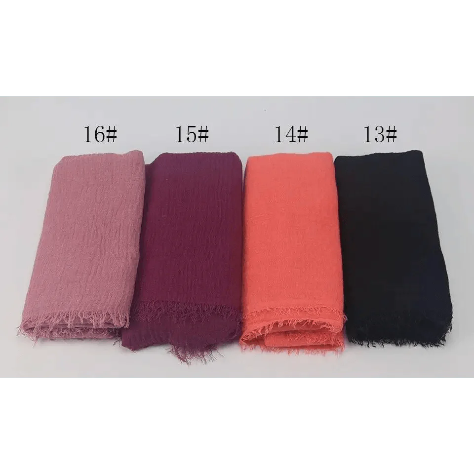 New Stylish Plain Scarf Women Muslim Crinkle Hijab Scarf Female Musulman Soft Cotton Headscarf Islamic Hijab Shawls And Wraps