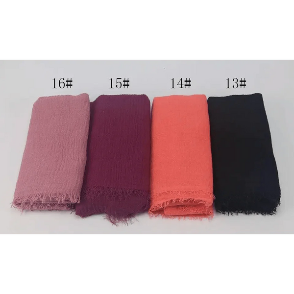 New Stylish Plain Scarf Women Muslim Crinkle Hijab Scarf Female Musulman Soft Cotton Headscarf Islamic Hijab Shawls And Wraps