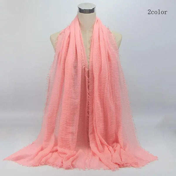 New Stylish Plain Scarf Women Muslim Crinkle Hijab Scarf Female Musulman Soft Cotton Headscarf Islamic Hijab Shawls And Wraps