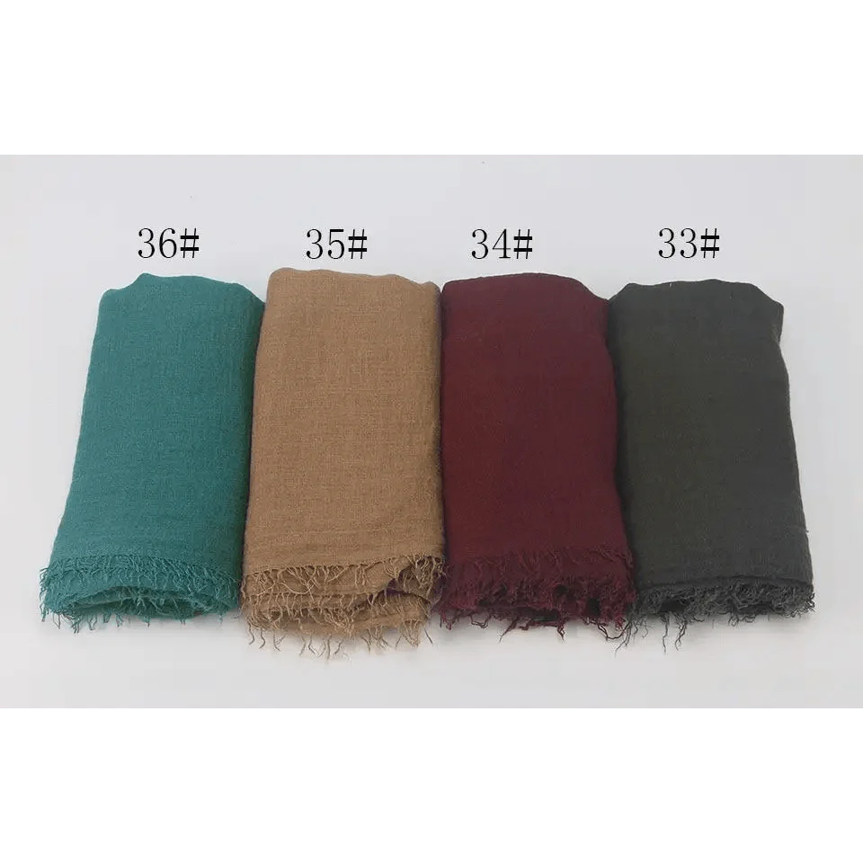 New Stylish Plain Scarf Women Muslim Crinkle Hijab Scarf Female Musulman Soft Cotton Headscarf Islamic Hijab Shawls And Wraps