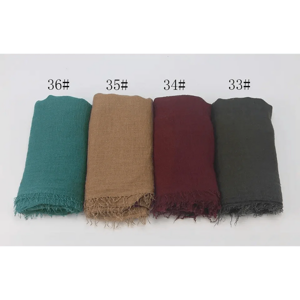 New Stylish Plain Scarf Women Muslim Crinkle Hijab Scarf Female Musulman Soft Cotton Headscarf Islamic Hijab Shawls And Wraps
