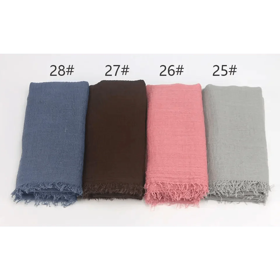 New Stylish Plain Scarf Women Muslim Crinkle Hijab Scarf Female Musulman Soft Cotton Headscarf Islamic Hijab Shawls And Wraps