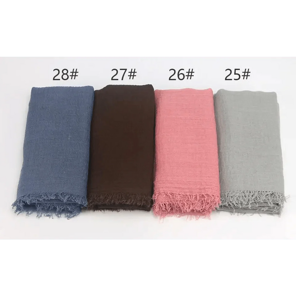 New Stylish Plain Scarf Women Muslim Crinkle Hijab Scarf Female Musulman Soft Cotton Headscarf Islamic Hijab Shawls And Wraps