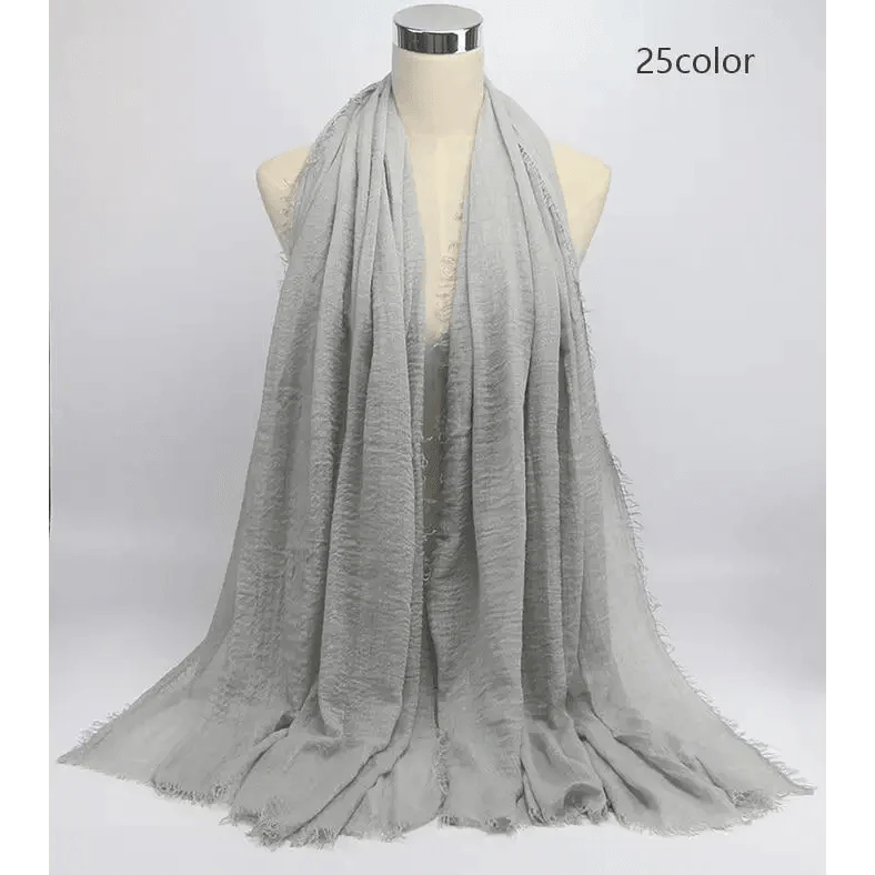 New Stylish Plain Scarf Women Muslim Crinkle Hijab Scarf Female Musulman Soft Cotton Headscarf Islamic Hijab Shawls And Wraps