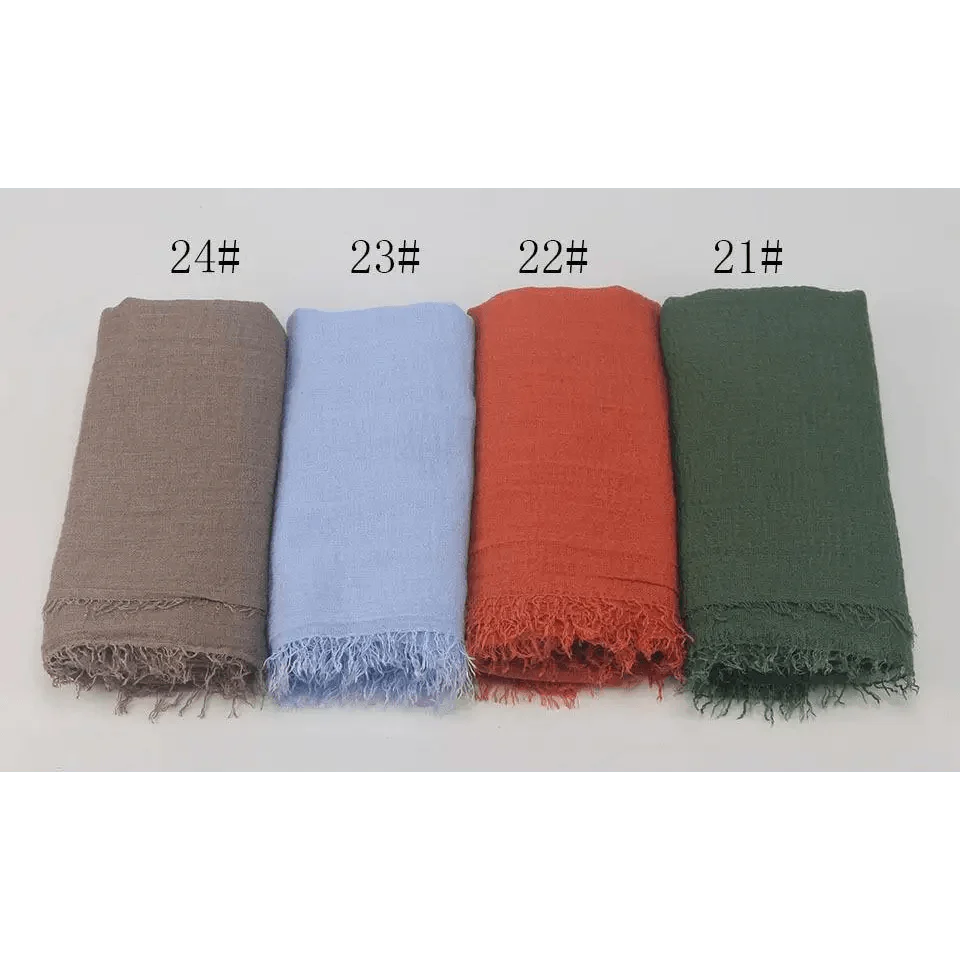 New Stylish Plain Scarf Women Muslim Crinkle Hijab Scarf Female Musulman Soft Cotton Headscarf Islamic Hijab Shawls And Wraps
