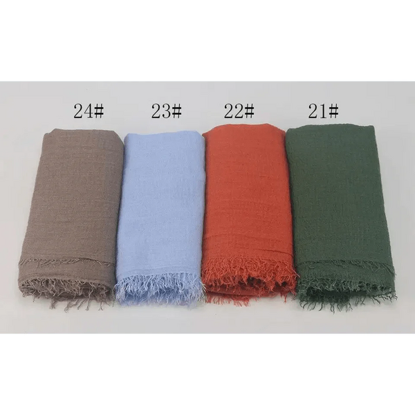 New Stylish Plain Scarf Women Muslim Crinkle Hijab Scarf Female Musulman Soft Cotton Headscarf Islamic Hijab Shawls And Wraps