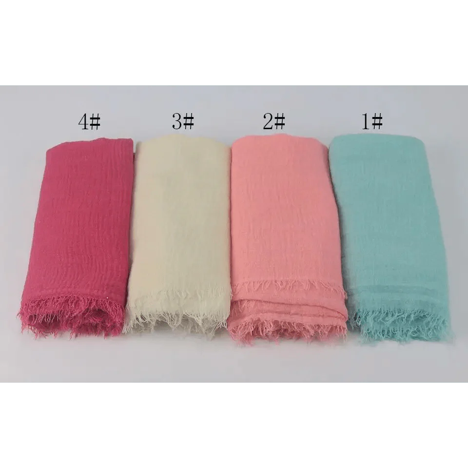 New Stylish Plain Scarf Women Muslim Crinkle Hijab Scarf Female Musulman Soft Cotton Headscarf Islamic Hijab Shawls And Wraps