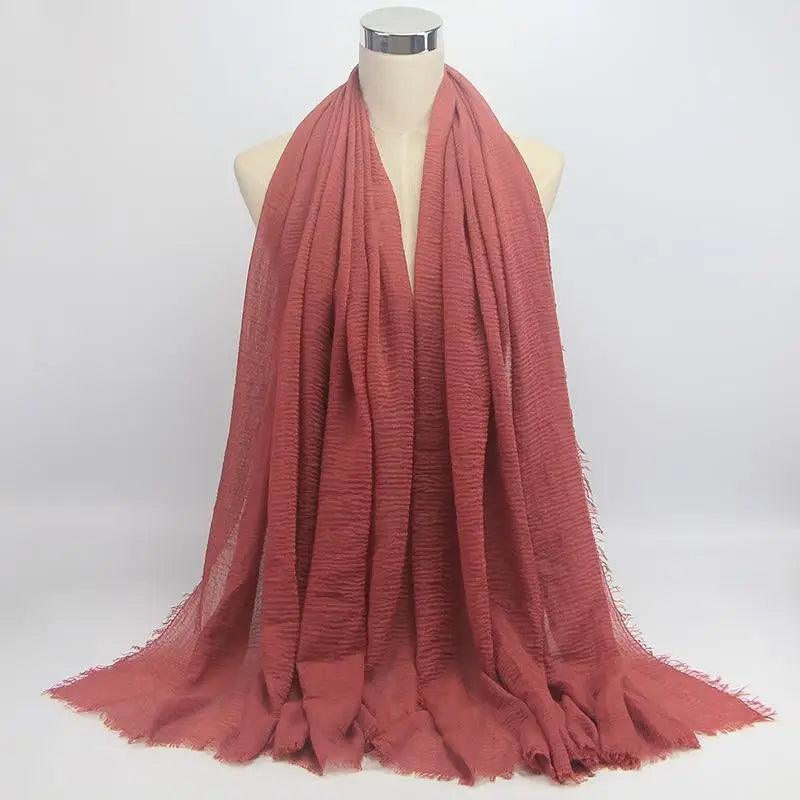 New Stylish Plain Scarf Women Muslim Crinkle Hijab Scarf Female Musulman Soft Cotton Headscarf Islamic Hijab Shawls And Wraps