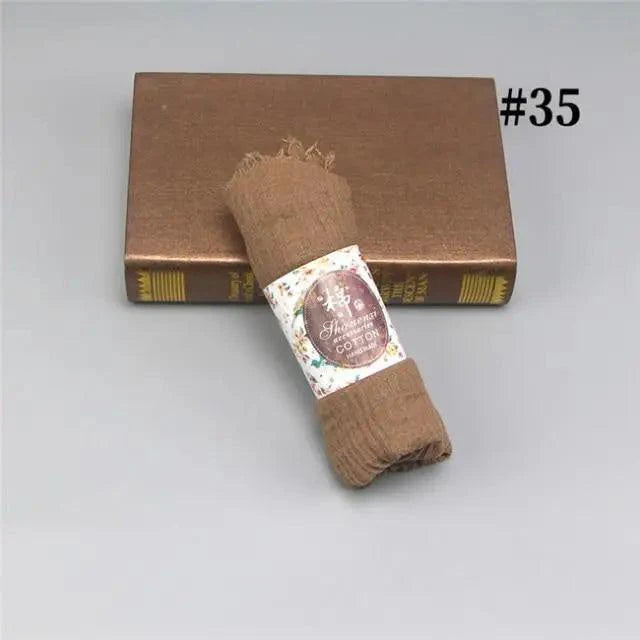 New Stylish Plain Scarf Women Muslim Crinkle Hijab Scarf Female Musulman Soft Cotton Headscarf Islamic Hijab Shawls And Wraps