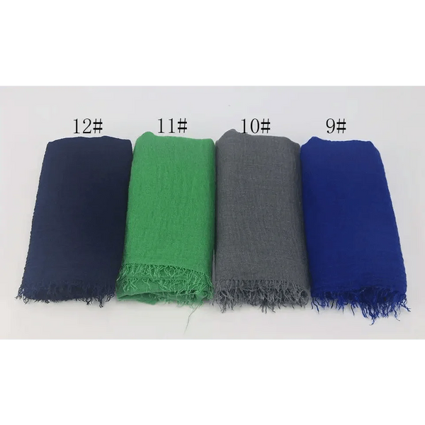 New Stylish Plain Scarf Women Muslim Crinkle Hijab Scarf Female Musulman Soft Cotton Headscarf Islamic Hijab Shawls And Wraps