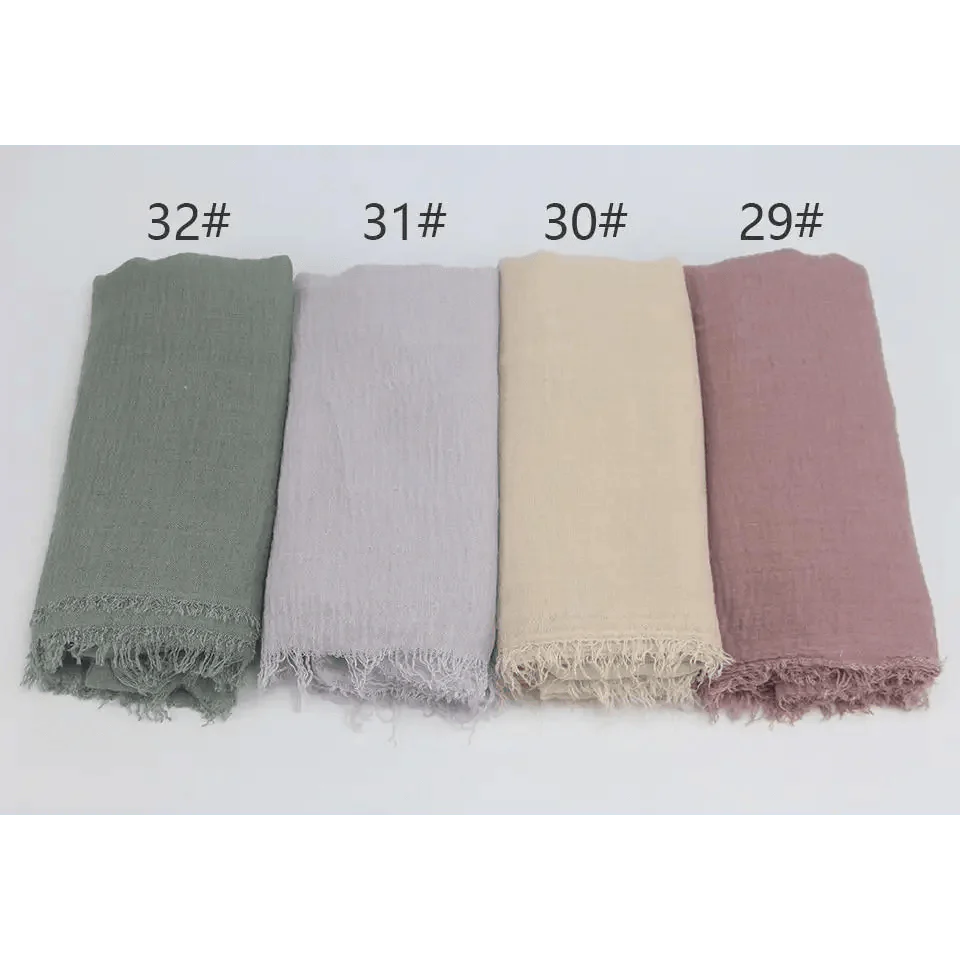 New Stylish Plain Scarf Women Muslim Crinkle Hijab Scarf Female Musulman Soft Cotton Headscarf Islamic Hijab Shawls And Wraps