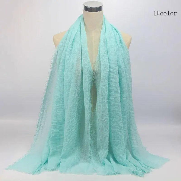 New Stylish Plain Scarf Women Muslim Crinkle Hijab Scarf Female Musulman Soft Cotton Headscarf Islamic Hijab Shawls And Wraps
