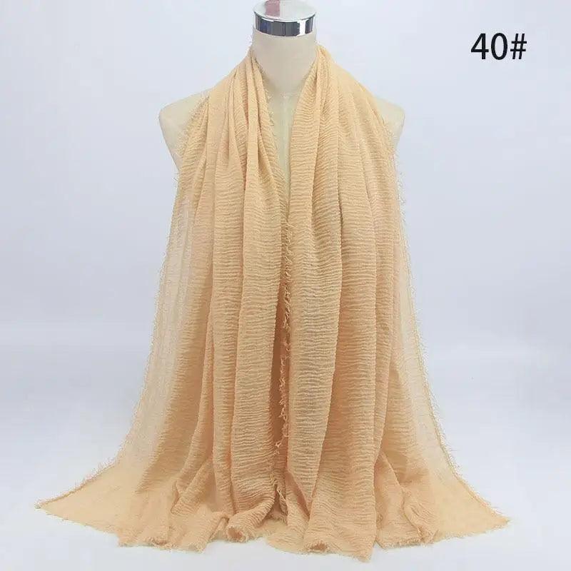 New Stylish Plain Scarf Women Muslim Crinkle Hijab Scarf Female Musulman Soft Cotton Headscarf Islamic Hijab Shawls And Wraps