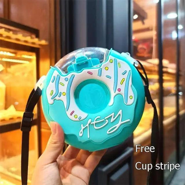 New Summer Cute Donut Ice Cream Water Bottle With Straw Creative Square Watermelon Cup Portable Leakproof Bottle