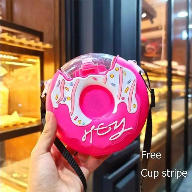 New Summer Cute Donut Ice Cream Water Bottle With Straw Creative Square Watermelon Cup Portable Leakproof Bottle