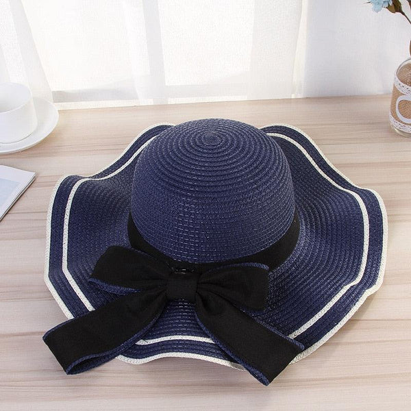 New Summer Women's Beach Hat Wide Side Female  Summer Women's Beach Hat Female Unique Luxury Bowknot Design Sun Hat Casual Hat Lady Classic Flat Straw Hat Women Fedora Hat Ideal Gift 54-58cm