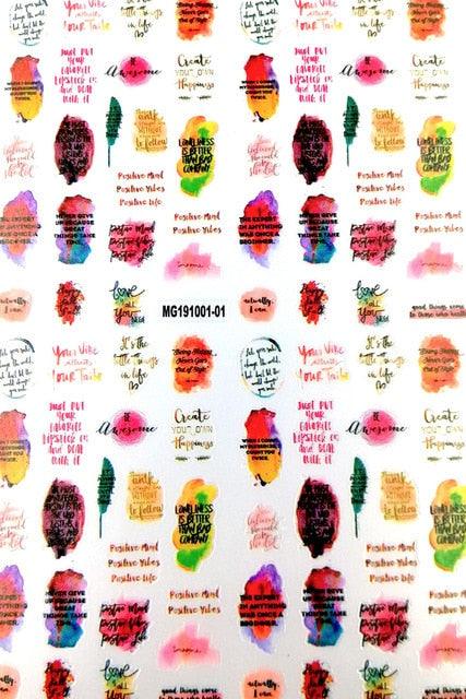 New Super Thin Self-Adhesive  Letter 3d Nail Decal Stickers Manicure Nail Art Decoration Accessories Holographic Old English Character Nail Self-Adhesive Sticker English Font Design Manicure Design Water Sliders Decorations Accessories