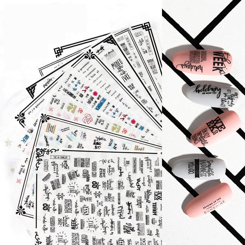 New Super Thin Self-Adhesive  Letter 3d Nail Decal Stickers Manicure Nail Art Decoration Accessories Holographic Old English Character Nail Self-Adhesive Sticker English Font Design Manicure Design Water Sliders Decorations Accessories