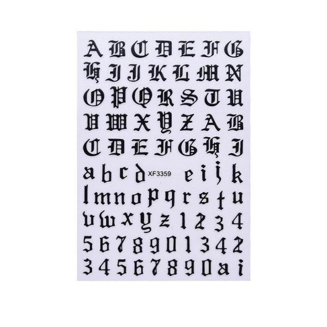 New Super Thin Self-Adhesive  Letter 3d Nail Decal Stickers Manicure Nail Art Decoration Accessories Holographic Old English Character Nail Self-Adhesive Sticker English Font Design Manicure Design Water Sliders Decorations Accessories