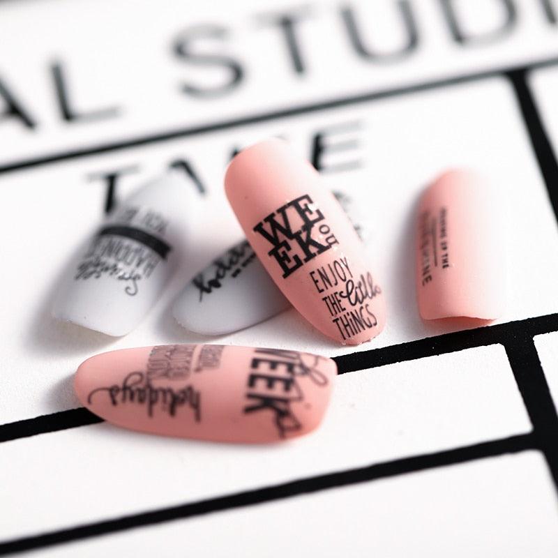 New Super Thin Self-Adhesive  Letter 3d Nail Decal Stickers Manicure Nail Art Decoration Accessories Holographic Old English Character Nail Self-Adhesive Sticker English Font Design Manicure Design Water Sliders Decorations Accessories