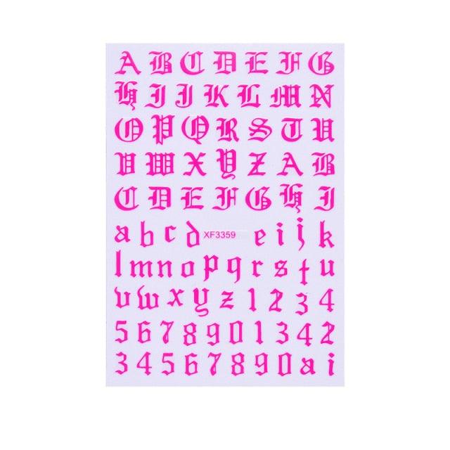 New Super Thin Self-Adhesive  Letter 3d Nail Decal Stickers Manicure Nail Art Decoration Accessories Holographic Old English Character Nail Self-Adhesive Sticker English Font Design Manicure Design Water Sliders Decorations Accessories