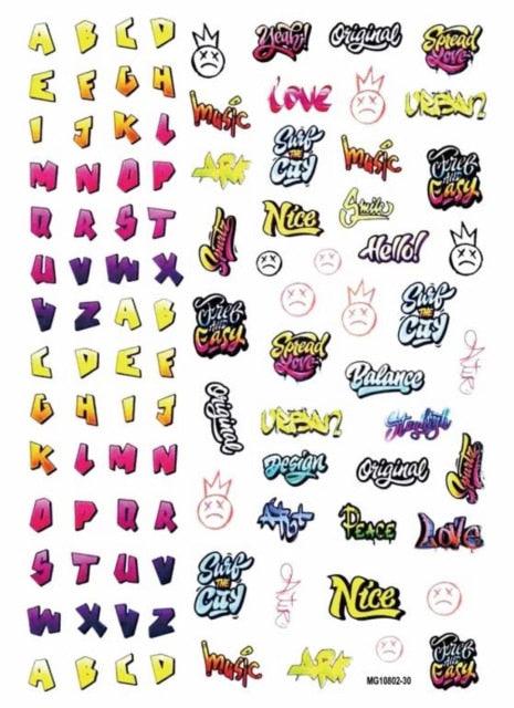New Super Thin Self-Adhesive  Letter 3d Nail Decal Stickers Manicure Nail Art Decoration Accessories Holographic Old English Character Nail Self-Adhesive Sticker English Font Design Manicure Design Water Sliders Decorations Accessories