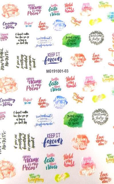 New Super Thin Self-Adhesive  Letter 3d Nail Decal Stickers Manicure Nail Art Decoration Accessories Holographic Old English Character Nail Self-Adhesive Sticker English Font Design Manicure Design Water Sliders Decorations Accessories