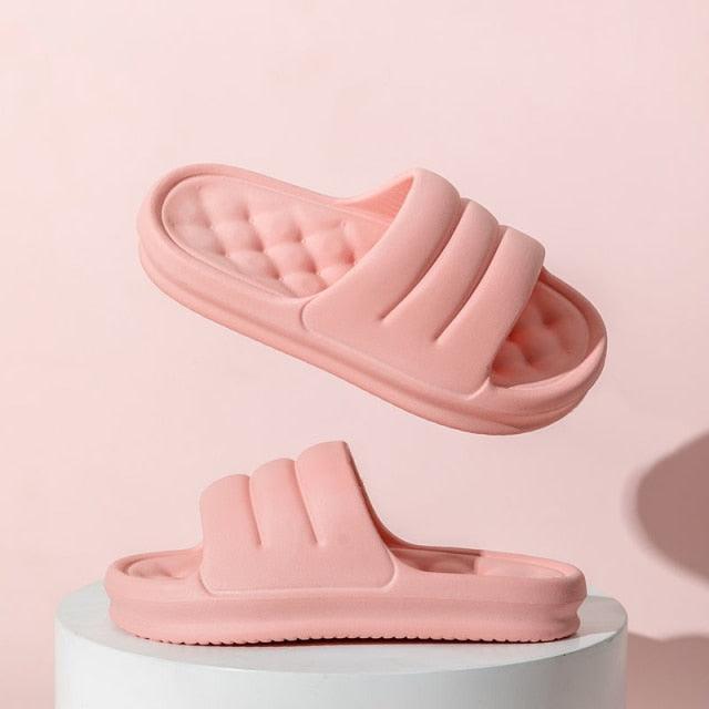 New Thicker EVA Sofa Slides Sole Soft Indoor Slippers Men Women Anti-Slip Sandals Summer Bathroom Platform Shoes Open Toe Soft Slippers Thick Lightweight Non-Slip Shower Bath Cloud Slides Pool Gym House Sandals