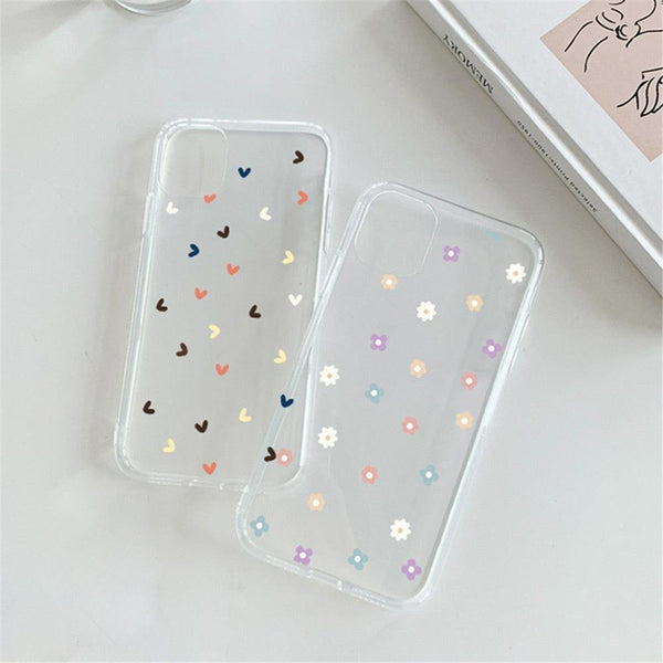 New Transparent Love Heart Phone Case For iPhone 11 12 Pro Max Shockproof Silicone Back Cover Cute Heart Pattern For Women Girls Clear Soft Flexible Durable Slim Hard Back Cases
