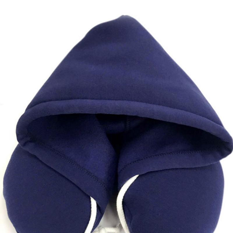 New Travel Hooded U-Shaped Pillow Cushion Car Office Airplane Head Rest Neck Neck Pillow Inflatable Travel Pillow Comfortably Supports The Head Support U-Shaped Luxury Memory Foam Neck Travel Pillow with Hoodie Neck Pillow