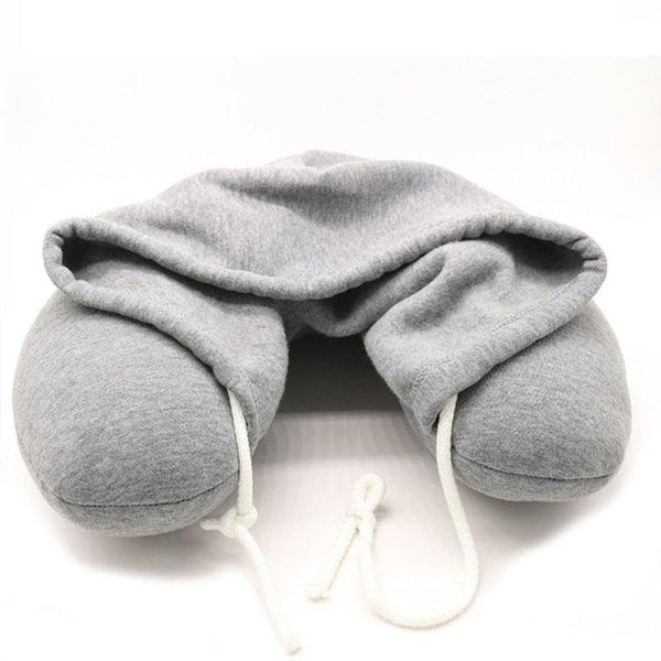 New Travel Hooded U-Shaped Pillow Cushion Car Office Airplane Head Rest Neck Neck Pillow Inflatable Travel Pillow Comfortably Supports The Head Support U-Shaped Luxury Memory Foam Neck Travel Pillow with Hoodie Neck Pillow