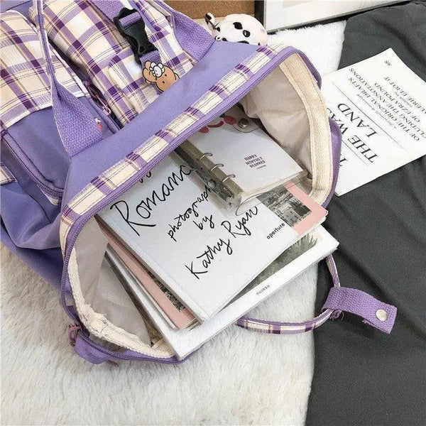 New Trendy Casual Women Purple Backpacks Fashionable Black Cow Pattern Travel Bag And School Bag for Teenager And Girls