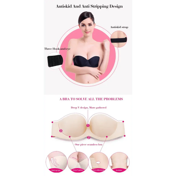 New Trendy Invisible Bras Bralette Underwear Women's Push Up Strapless Bra Wedding Brassiere Underwired Back 1/2 Cup