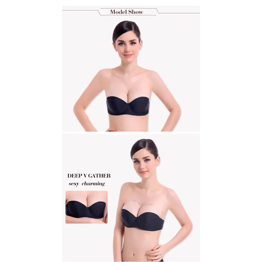 New Trendy Invisible Bras Bralette Underwear Women's Push Up Strapless Bra Wedding Brassiere Underwired Back 1/2 Cup
