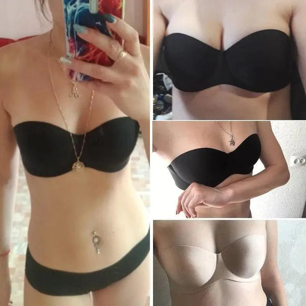 New Trendy Invisible Bras Bralette Underwear Women's Push Up Strapless Bra Wedding Brassiere Underwired Back 1/2 Cup