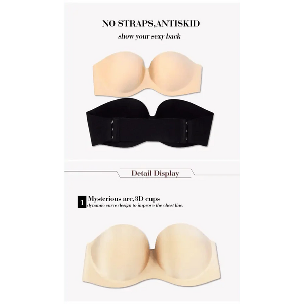 New Trendy Invisible Bras Bralette Underwear Women's Push Up Strapless Bra Wedding Brassiere Underwired Back 1/2 Cup
