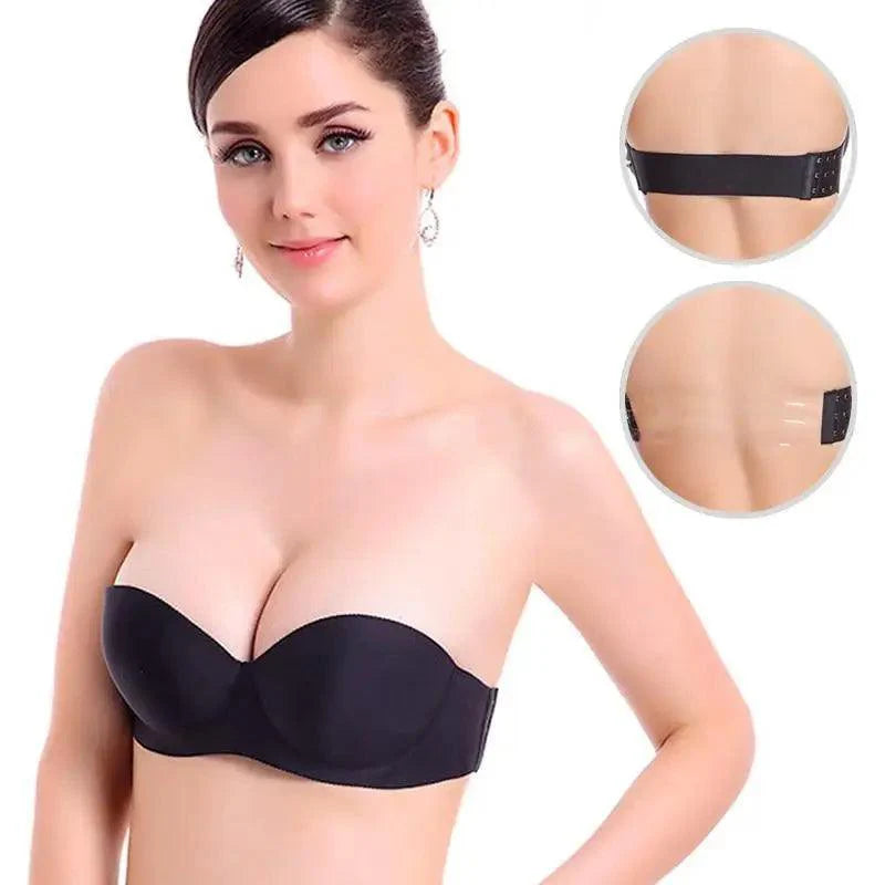 New Trendy Invisible Bras Bralette Underwear Women's Push Up Strapless Bra Wedding Brassiere Underwired Back 1/2 Cup
