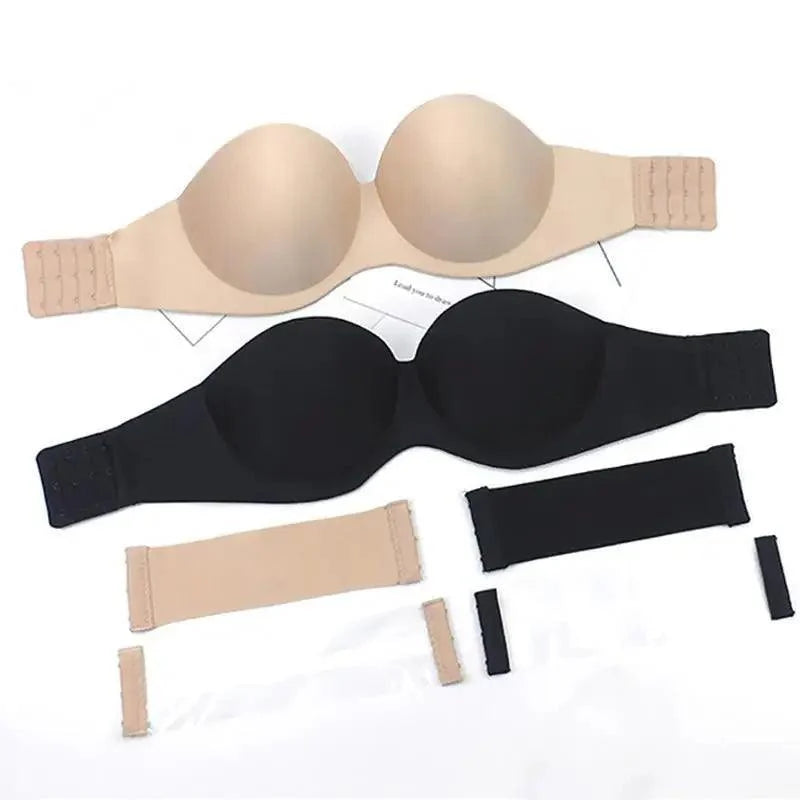New Trendy Invisible Bras Bralette Underwear Women's Push Up Strapless Bra Wedding Brassiere Underwired Back 1/2 Cup