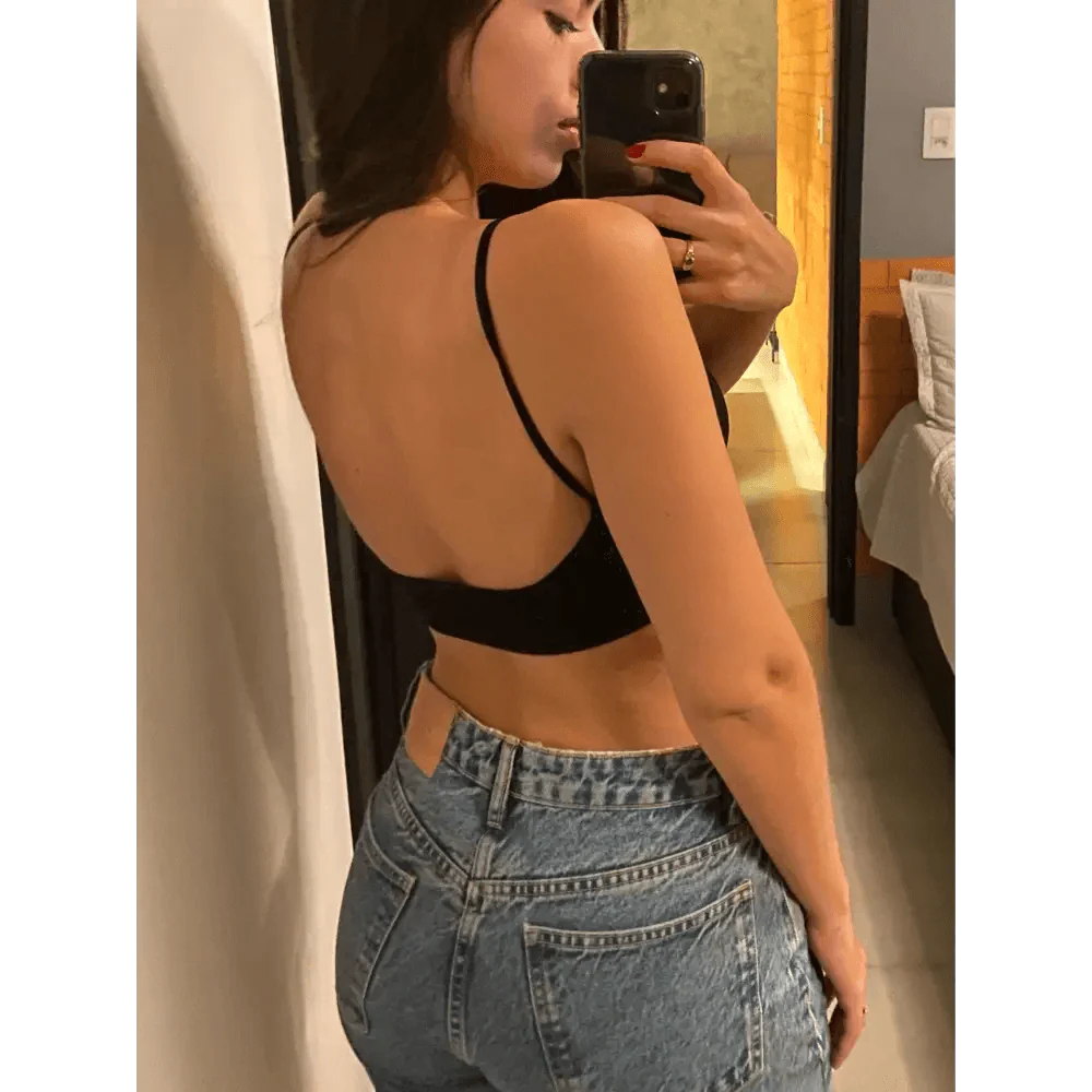 New Trendy Open Back Bra Seamless Brassiere, Comfortable Top Women Wire free Low Back Underwear No Pad Unlined Backless Bra