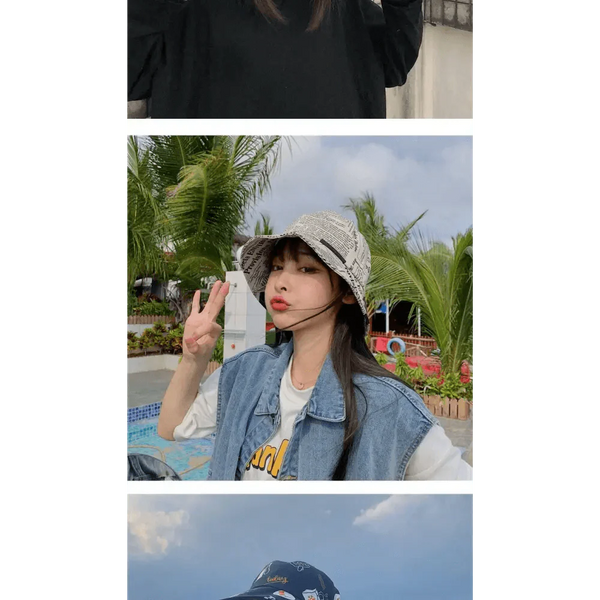 New Trendy Summer Bucket Hats For Women Men's Panama Hat Double-sided Panama Sun Fishing Hat Fisherman Cap for Boys/Girls