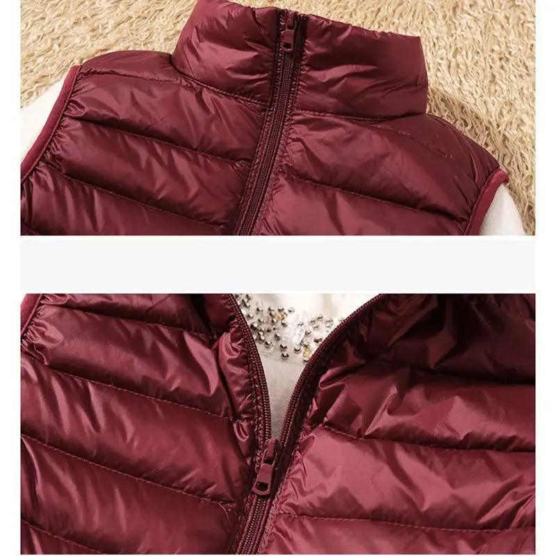 New Trendy Ultra Light Women's Duck Down Vest Jacket Autumn/Winter High collar Sleeveless Coat For Girls